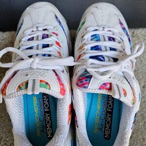 Skechers D'Lites Summer Fiesta Women Sneakers White Rainbow Sneakers - Size 6